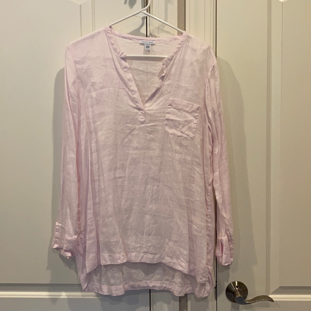 Saks fifth avenue light pink linen top